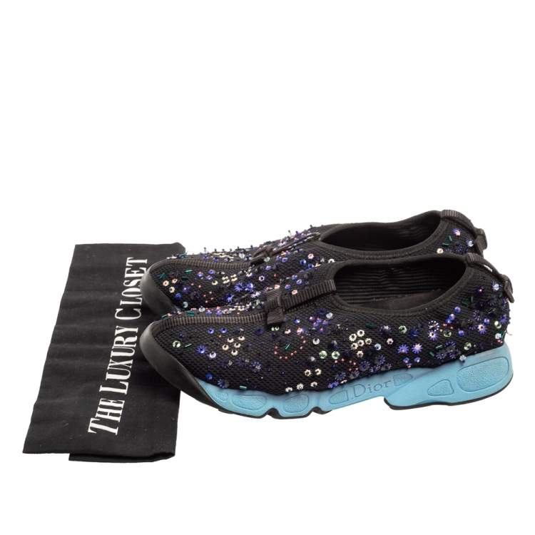 Pre Owned Dior Black Mesh Fusion Sneakers Size 37.5
