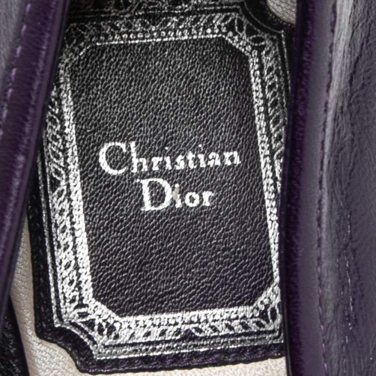 Pre Owned Dior Purple Leather Bow Ballet Flats Size 38