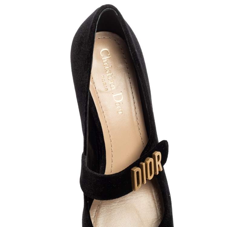 Pre Owned Dior Black Velvet  Baby-D Jane Pumps Size 38.5
