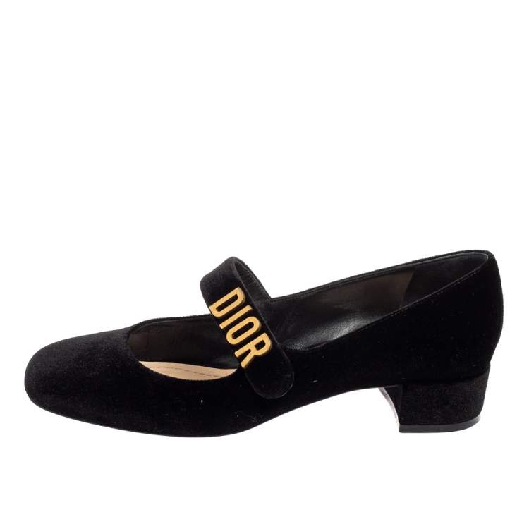 Pre Owned Dior Black Velvet  Baby-D Jane Pumps Size 38.5