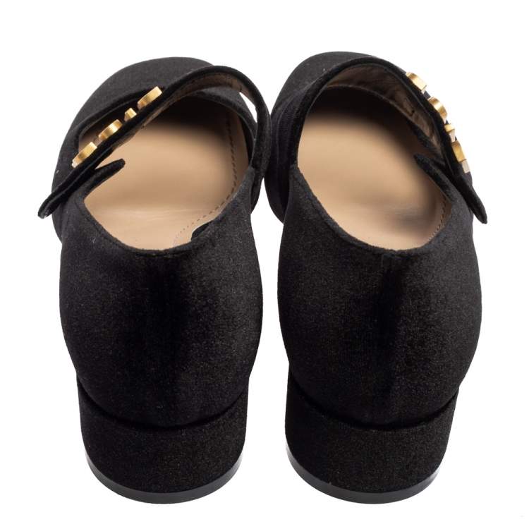 Pre Owned Dior Black Velvet  Baby-D Jane Pumps Size 38.5