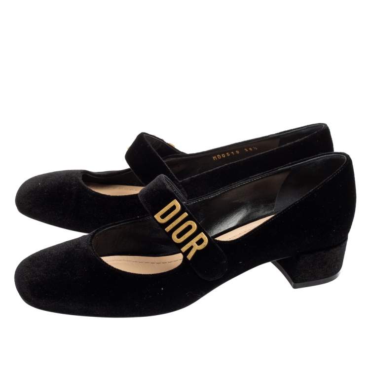 Pre Owned Dior Black Velvet  Baby-D Jane Pumps Size 38.5