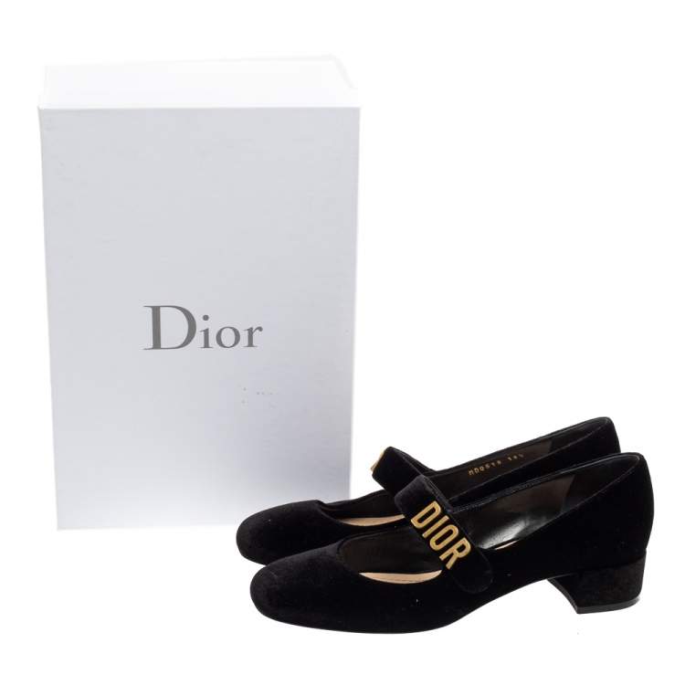 Pre Owned Dior Black Velvet  Baby-D Jane Pumps Size 38.5