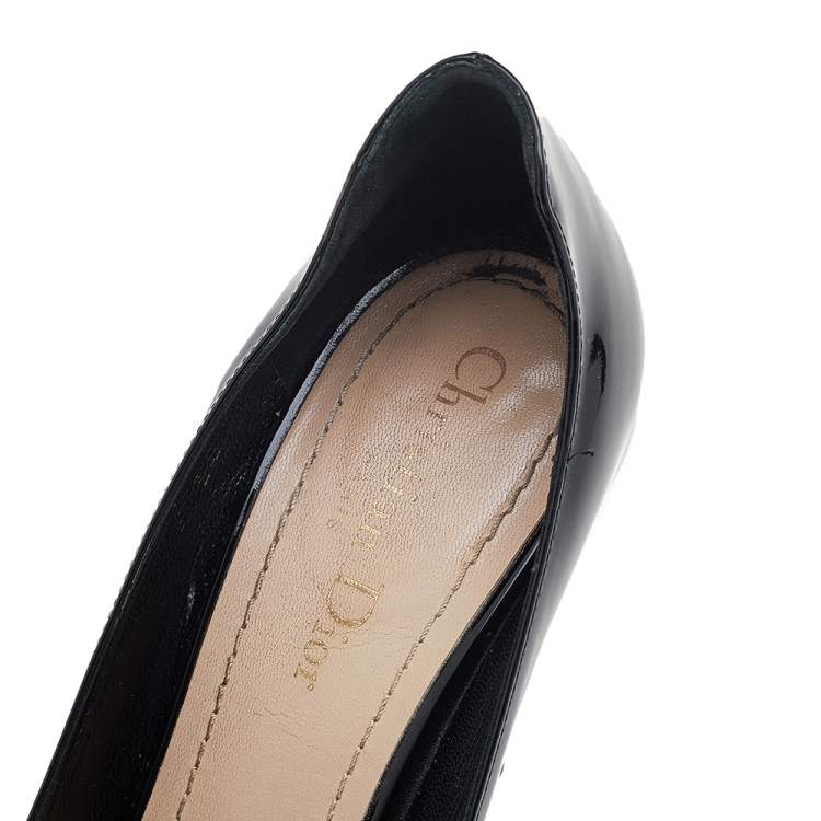 Pre Owned Dior Black Patent Leather Pointed Toe Pumps Size 38