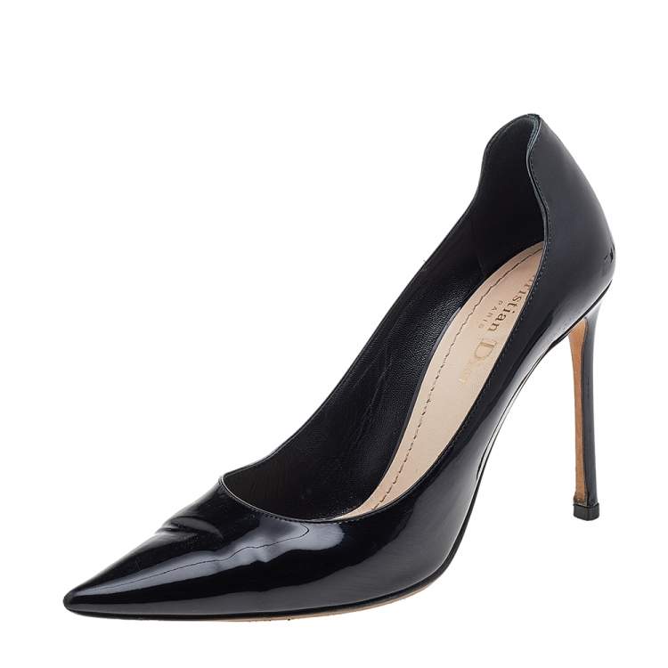 Pre Owned Dior Black Patent Leather Pointed Toe Pumps Size 38