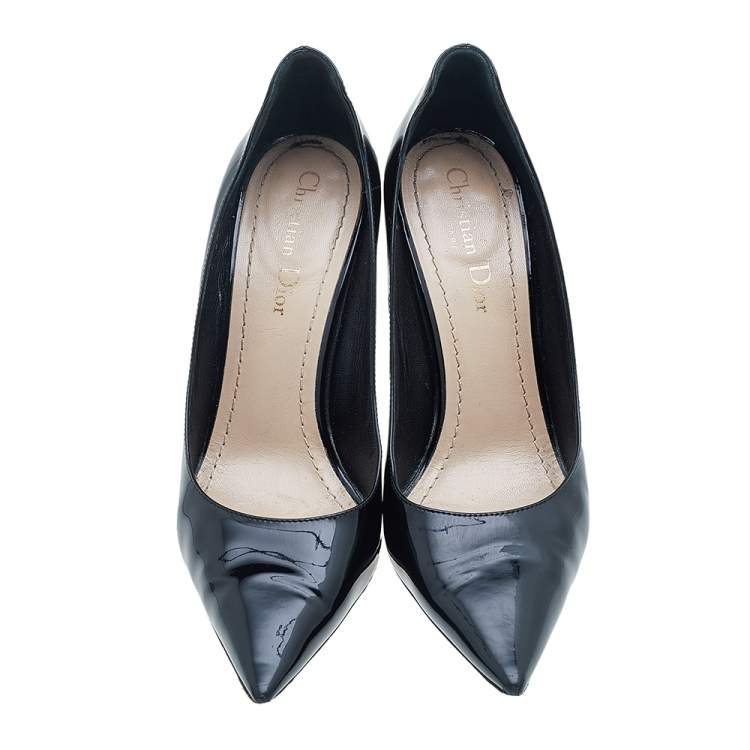 Pre Owned Dior Black Patent Leather Pointed Toe Pumps Size 38