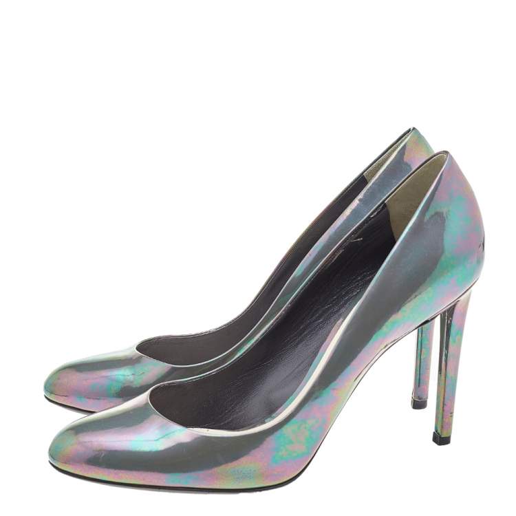 Pre Owned Dior Multicolor Iridescent Patent Leather Pumps Size 41.5