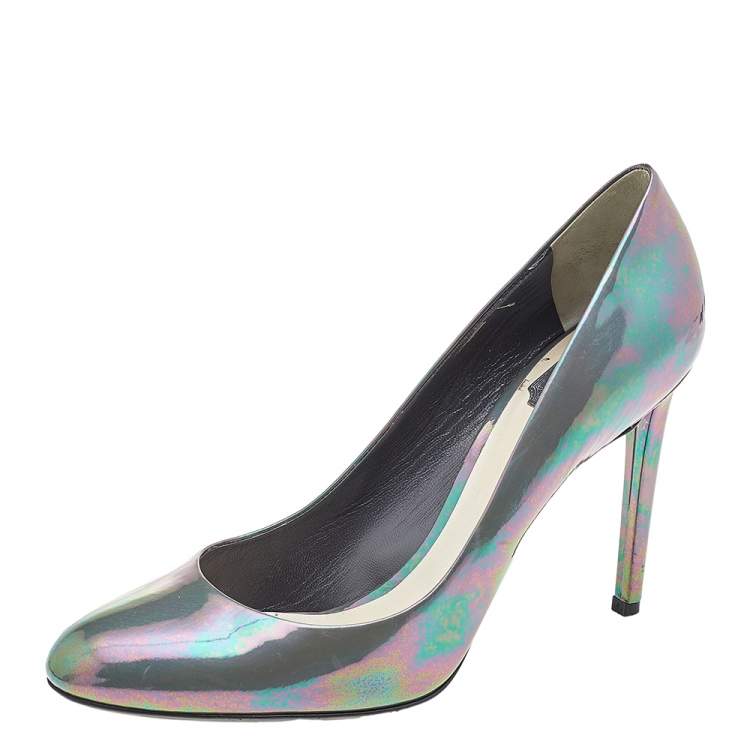Pre Owned Dior Multicolor Iridescent Patent Leather Pumps Size 41.5