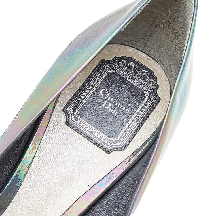 Pre Owned Dior Multicolor Iridescent Patent Leather Pumps Size 41.5