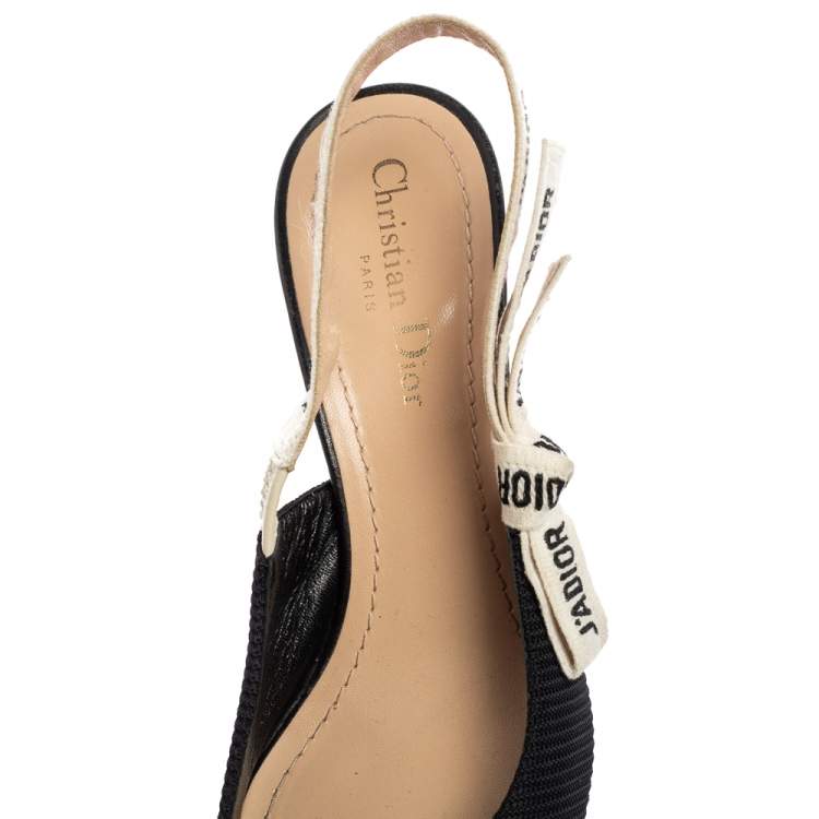 Pre Owned Dior Black Technical Fabric and Ribbon J'adior Slingback Pumps Size 39