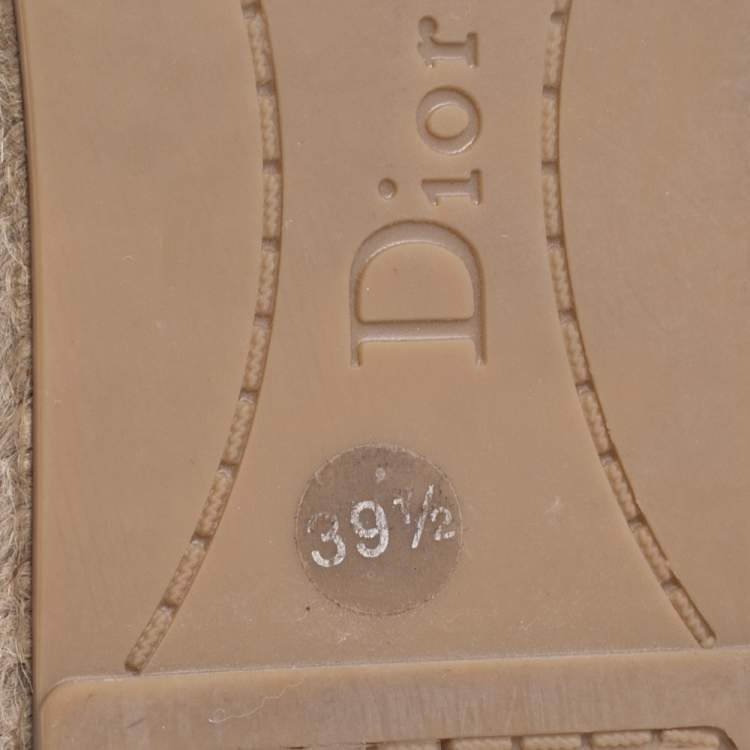 Pre Owned Dior Two-Tone Satin Embroidered Flat Espadrilles Size 39.5