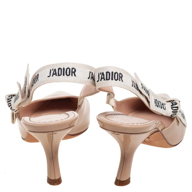 Pre Owned Dior Beige Patent Leather J'adior Slingback Pumps Size 39