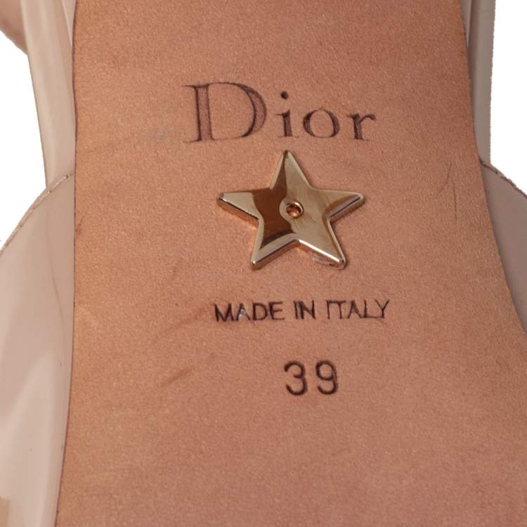 Pre Owned Dior Beige Patent Leather J'adior Slingback Pumps Size 39