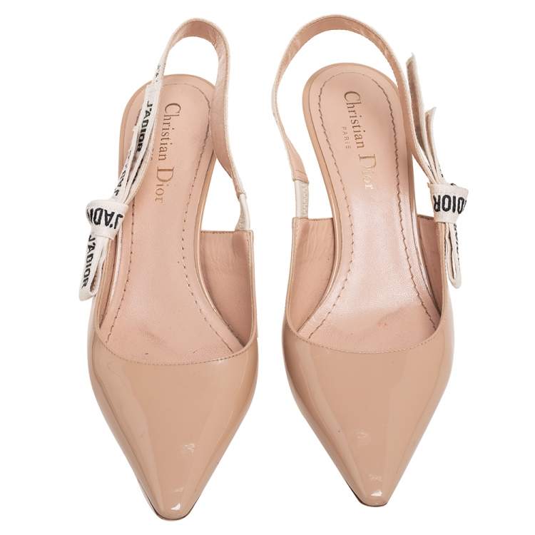 Pre Owned Dior Beige Patent Leather J'adior Slingback Pumps Size 39