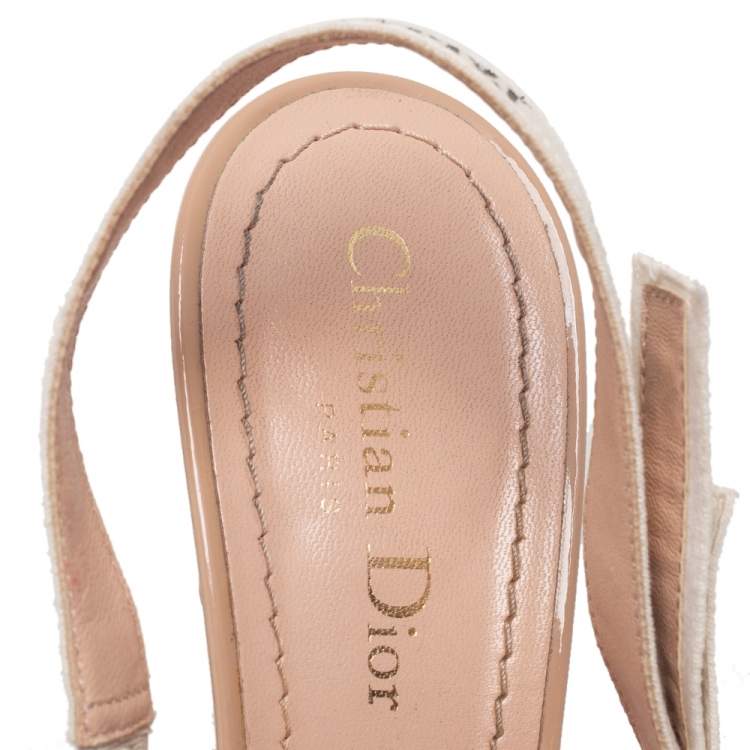 Pre Owned Dior Beige Patent Leather J'adior Slingback Pumps Size 39