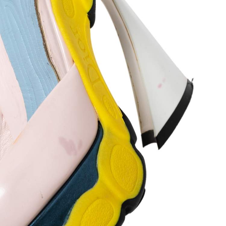 Pre Owned Dior Multicolor Leather Sneaker Ankle Strap Pumps Size 36