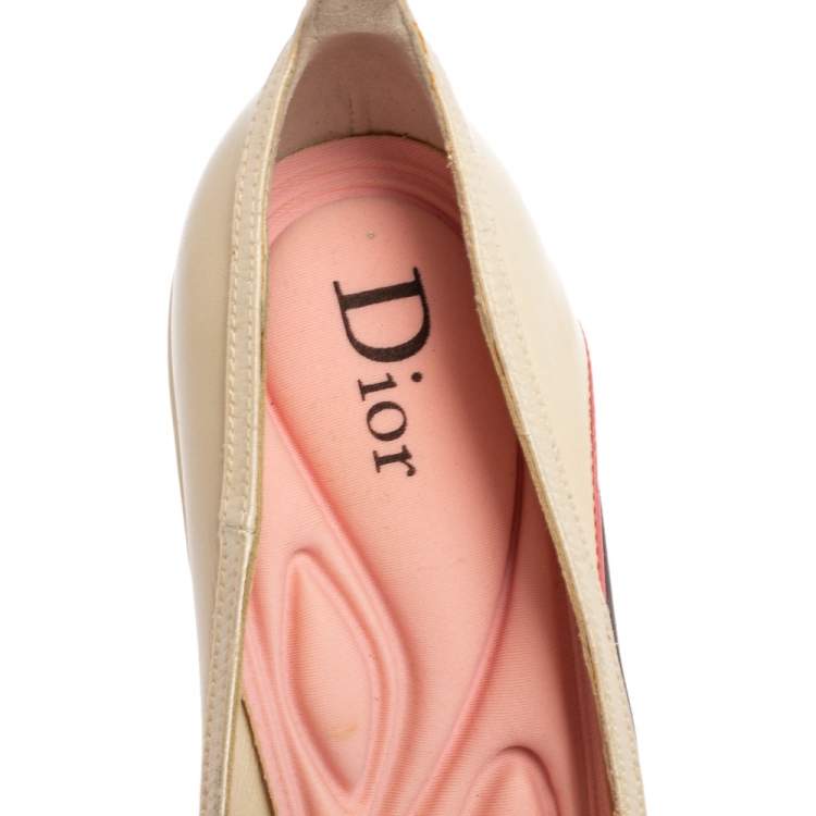 Pre Owned Dior Multicolor Mesh And Leather Pointed Toe Ankle Strap Pumps Size 37