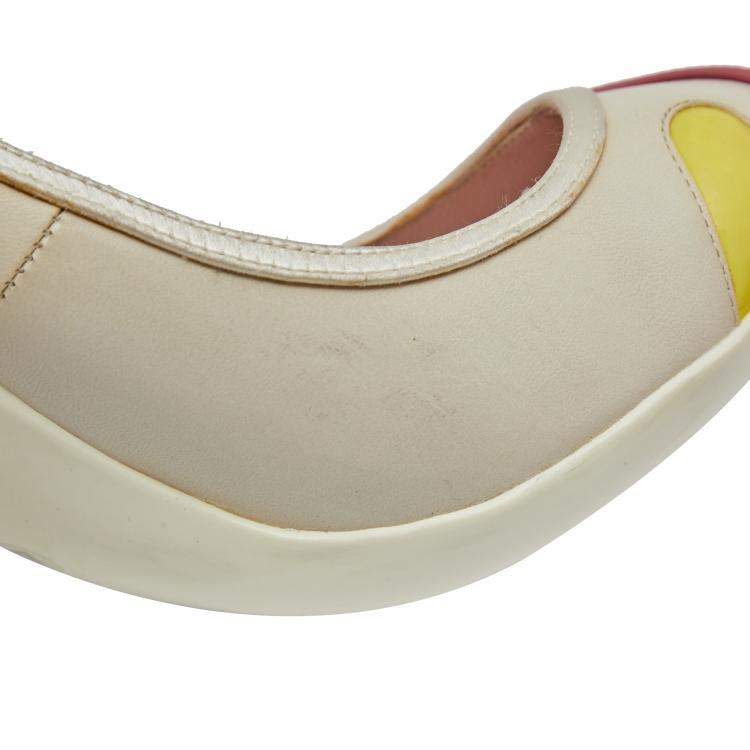 Pre Owned Dior Multicolor Mesh And Leather Pointed Toe Ankle Strap Pumps Size 37