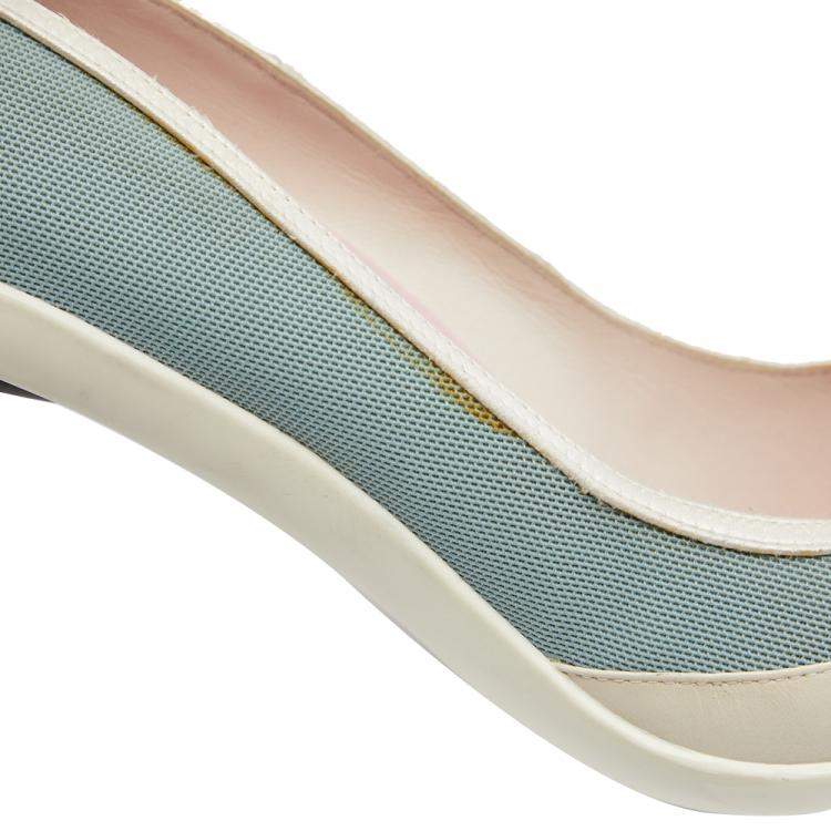 Pre Owned Dior Multicolor Mesh And Leather Pointed Toe Ankle Strap Pumps Size 37