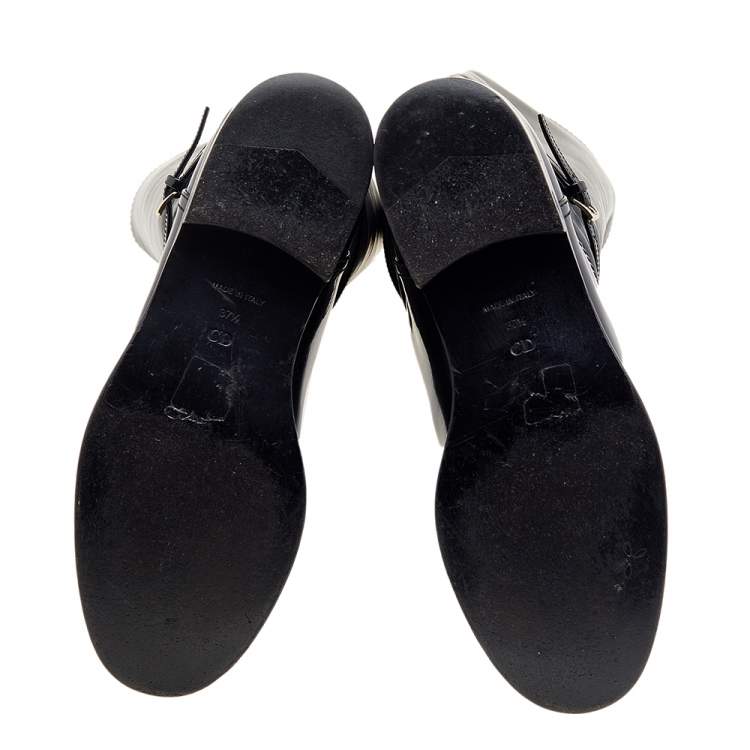 Pre Owned Dior Black Patent Leather Knee Length Boots Size 37.5