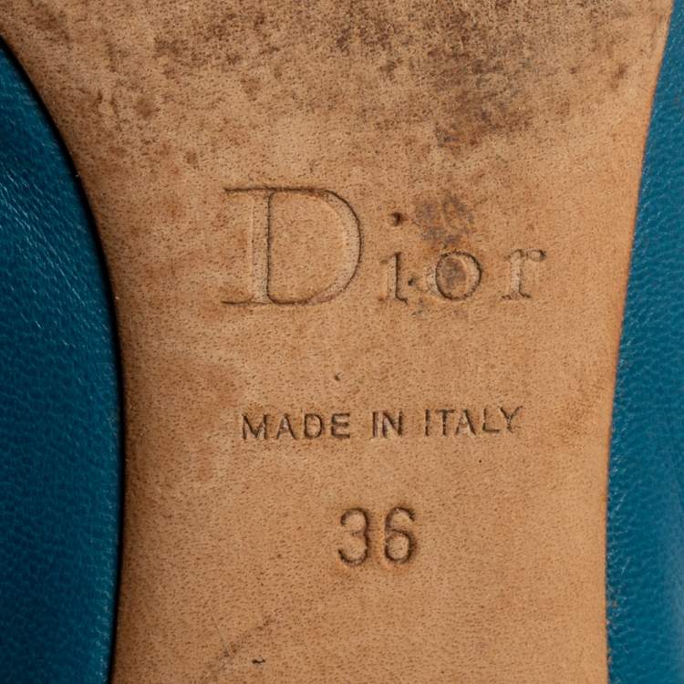 Pre Owned Dior Blue Leather Bow Cannage Heel Pumps Size 36