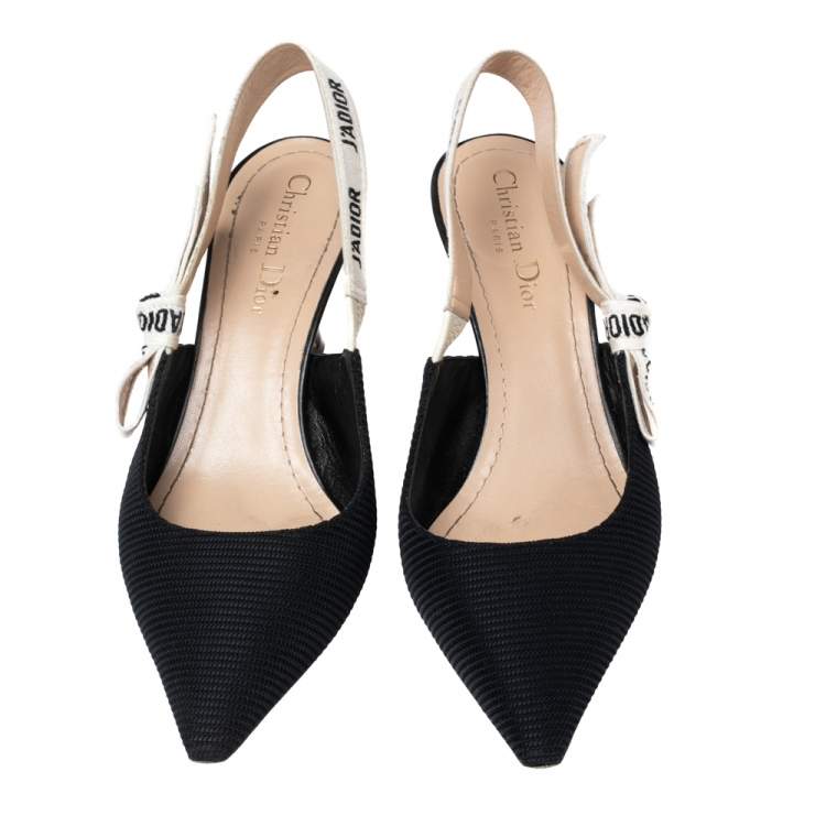 مملوكة مسبقًا Dior Black Fabric J'adior Slingback Pointed Toe Sandals Size 38
