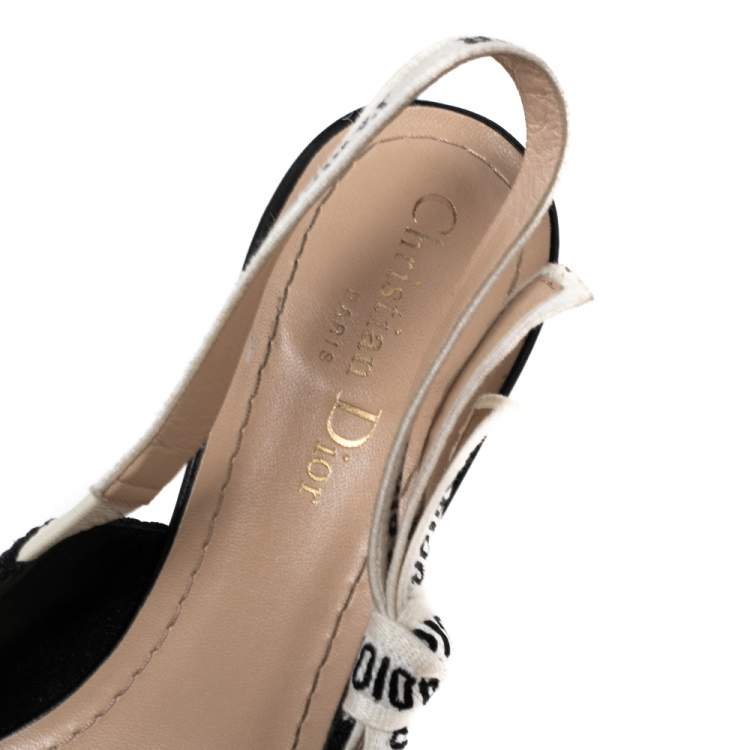 مملوكة مسبقًا Dior Black Fabric J'adior Slingback Pointed Toe Sandals Size 38