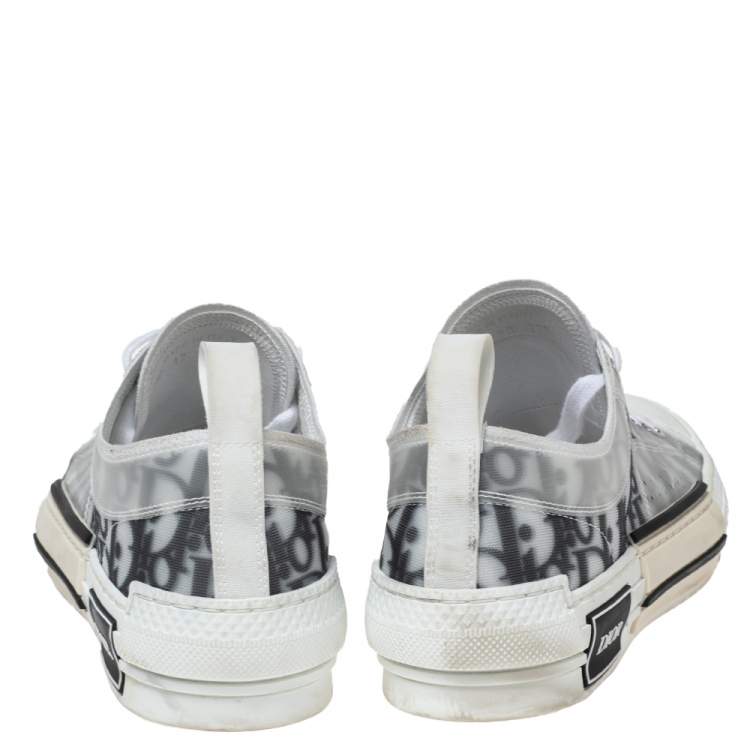 Pre Owned Dior Green/White Oblique Net And PVC B23 Low Top Sneakers Size 37.5