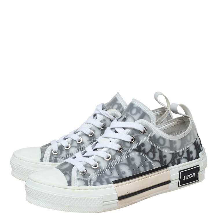 Pre Owned Dior Green/White Oblique Net And PVC B23 Low Top Sneakers Size 37.5