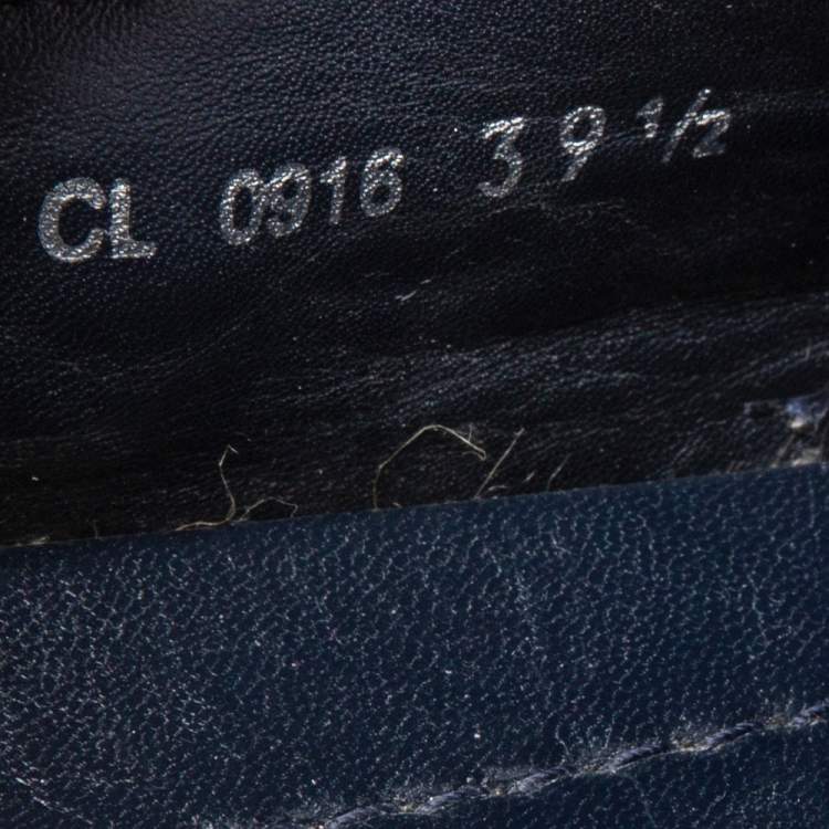 Pre Owned Dior Blue Denim Floral Embroidered Denim Prairie Espadrille Flats Size 39.5