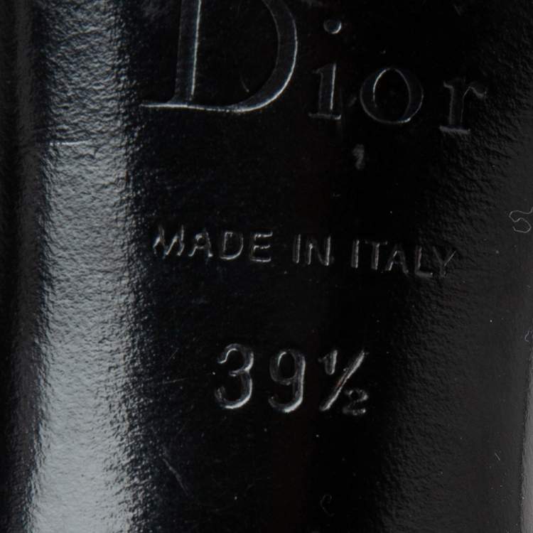 Pre Owned Dior Black Leather Logo Slide Sandals Size 39.5