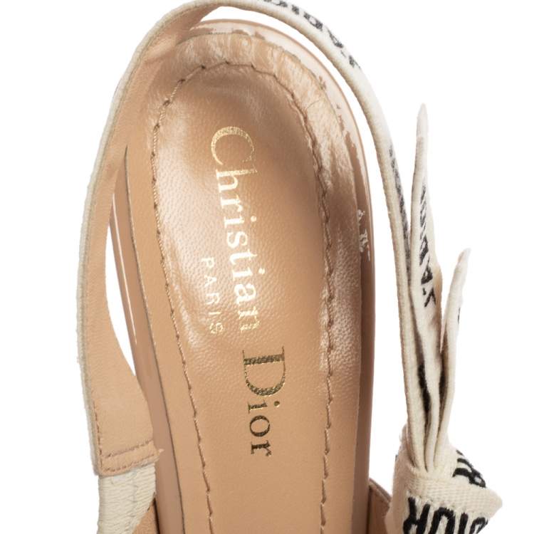 Pre Owned Dior Beige Patent Leather J'adior Slingback Sandals Size 37.5 