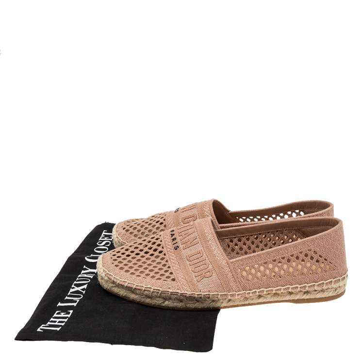 Pre Owned Dior Beige Knit Fabric Granville Espadrille Flats Size 38