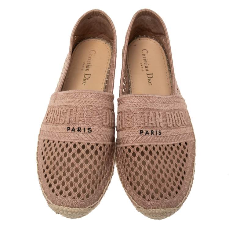 Pre Owned Dior Beige Knit Fabric Granville Espadrille Flats Size 38