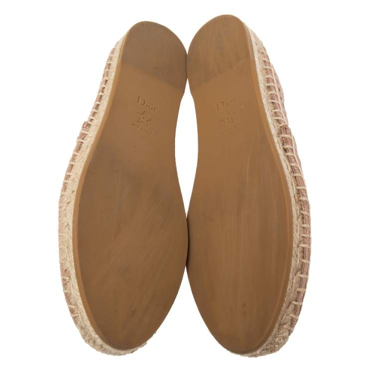 Pre Owned Dior Beige Knit Fabric Granville Espadrille Flats Size 38