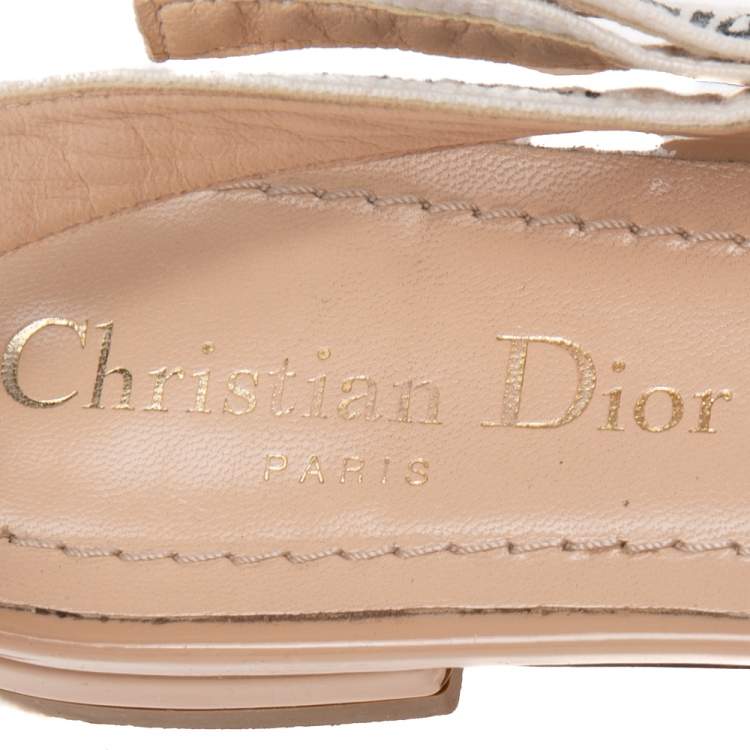 Pre Owned Dior Beige Patent Leather J'adior Slingback Flat Sandals Size 39