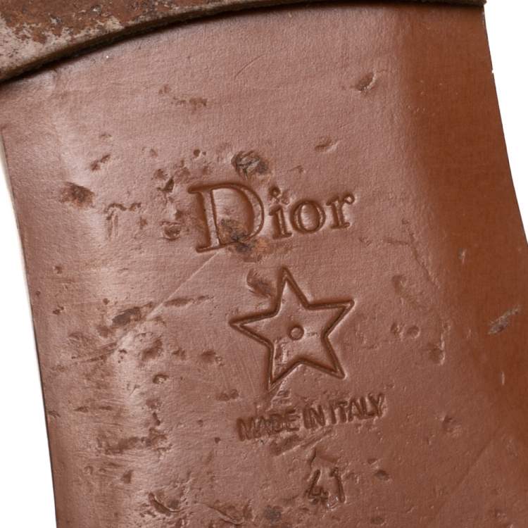 Pre Owned Dior Beige Leather 30 Montaigne Slide Flat Sandals Size 41