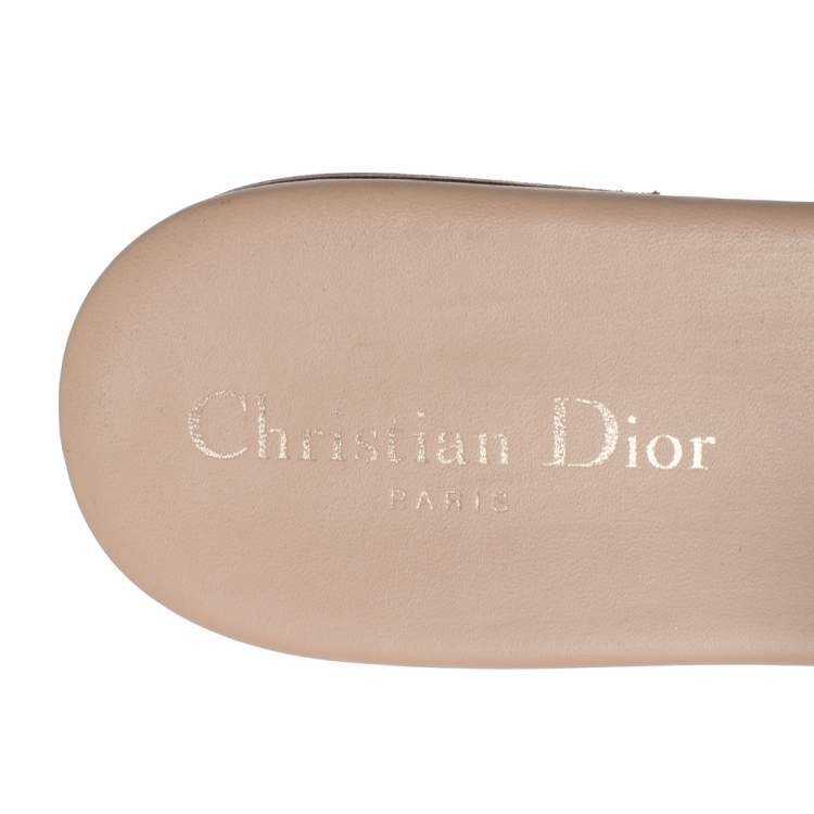 Pre Owned Dior Beige Leather 30 Montaigne Slide Flat Sandals Size 41