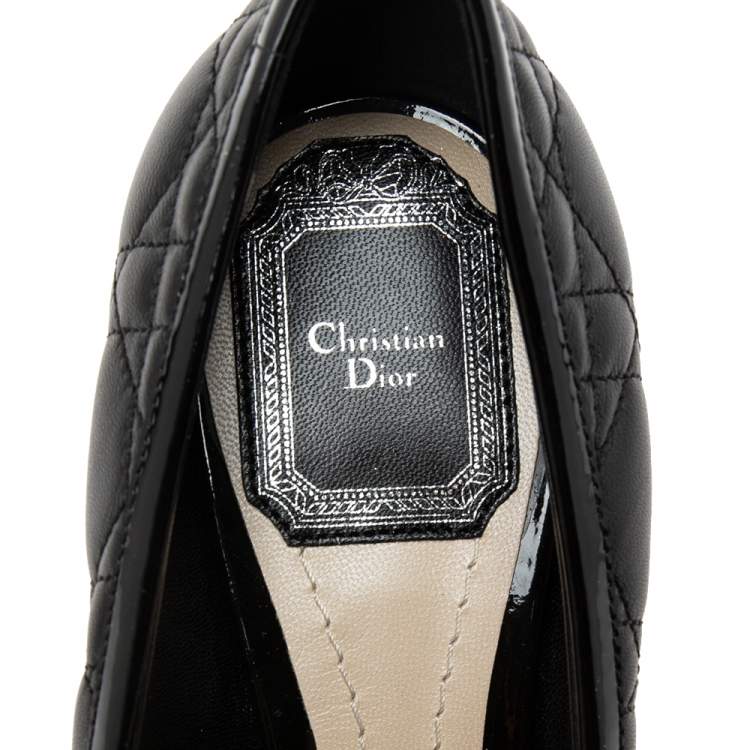 Pre Owned Dior Black Cannage Leather Bow Pumps Size 37