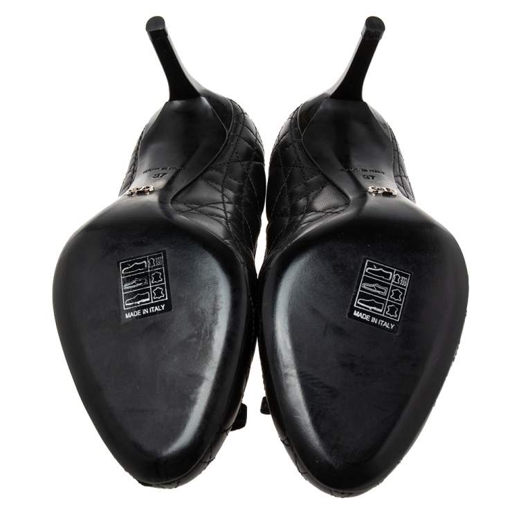 Pre Owned Dior Black Cannage Leather Bow Pumps Size 37