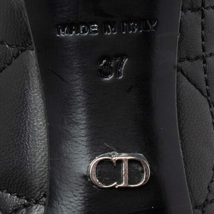 Pre Owned Dior Black Cannage Leather Bow Pumps Size 37