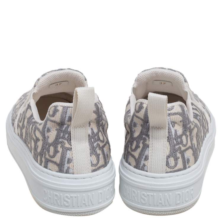 Pre Owned Dior Multicolor Oblique Embroidered Canvas Solar Slip On Sneakers Size 37