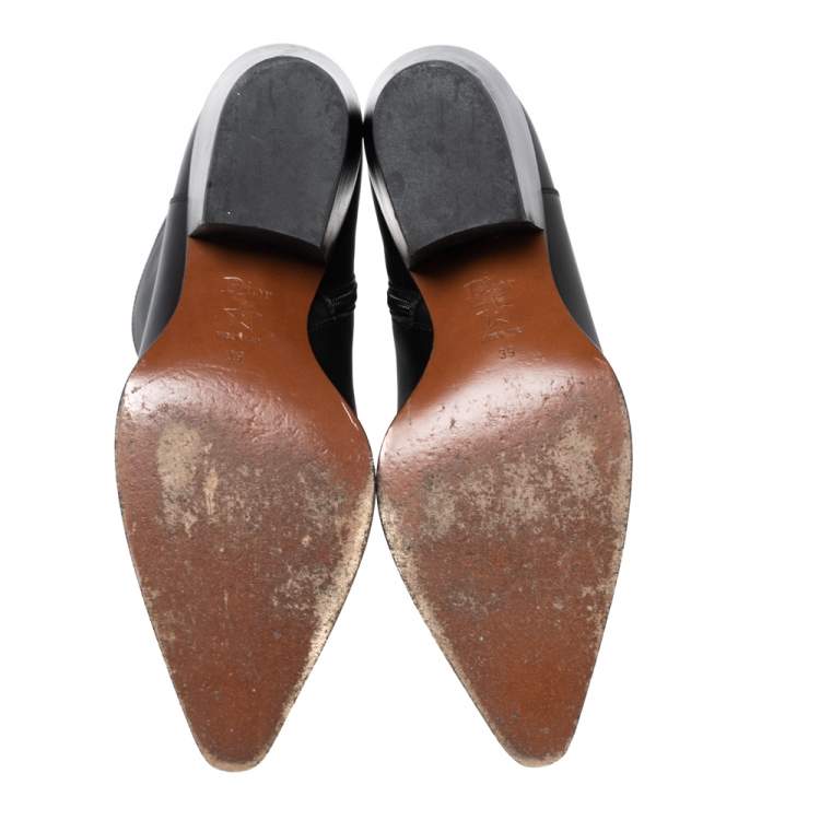 Pre Owned Dior Black Leather Cowboy L.A. Ankle Boots Size 39