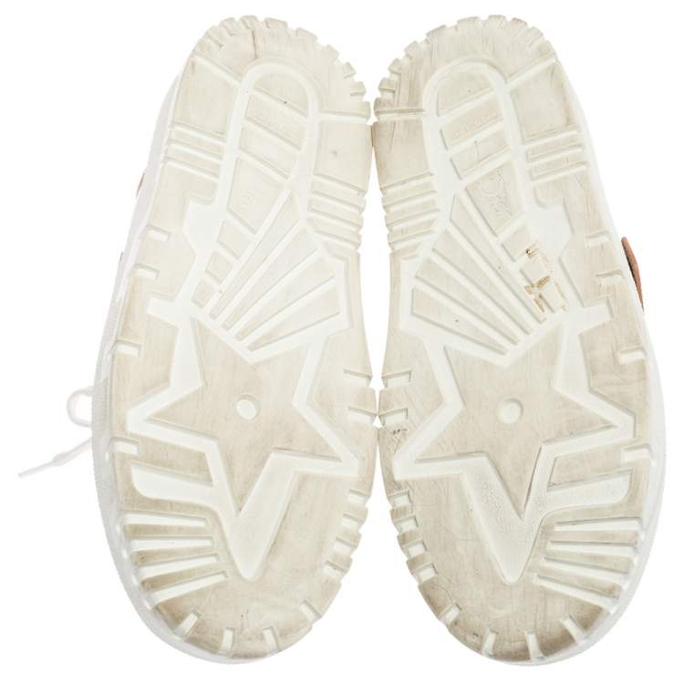 Pre Owned Dior White/Nude Leather and Rubber ID Sneakers Size 38.5