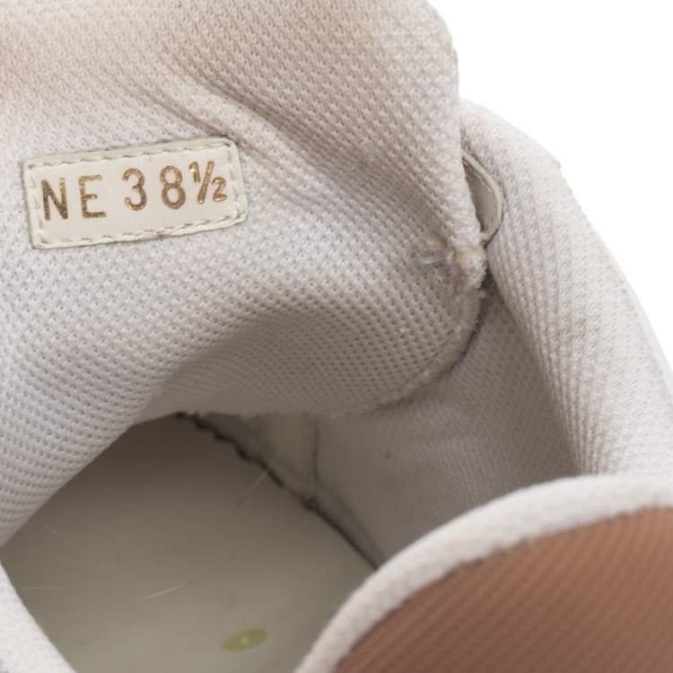 Pre Owned Dior White/Nude Leather and Rubber ID Sneakers Size 38.5