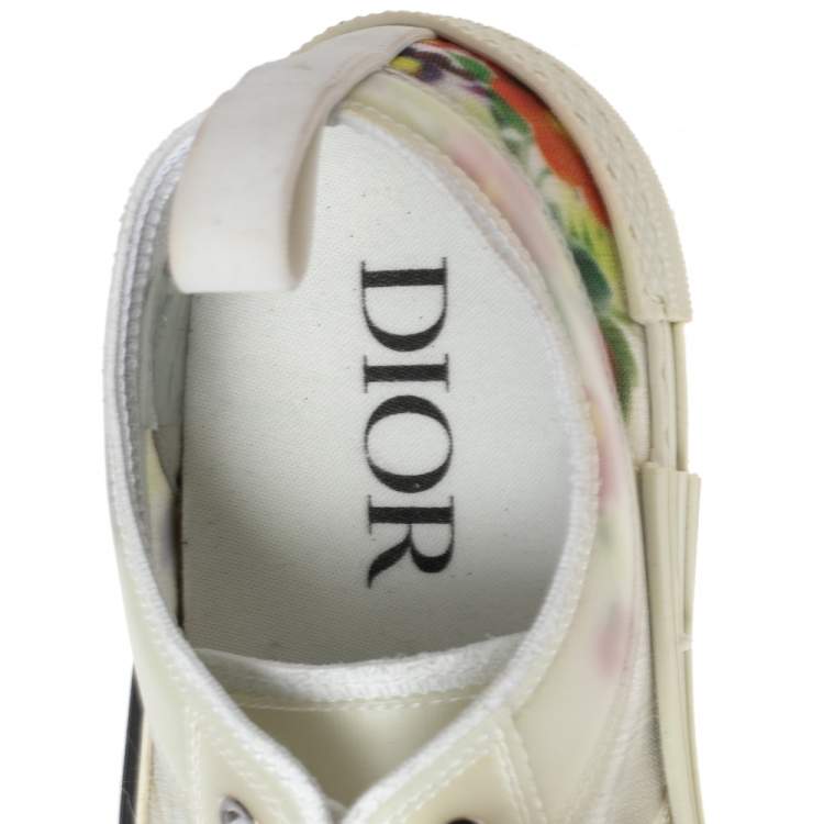 Pre Owned Dior White PVC And Net Floral Embroidered Leather B23 Sneakers Size 41