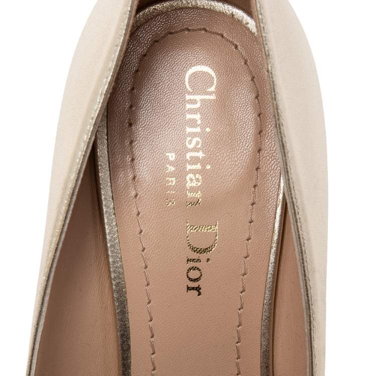 Pre Owned Dior Metallic Gold Leather Pointed Toe  Pumps Size 40