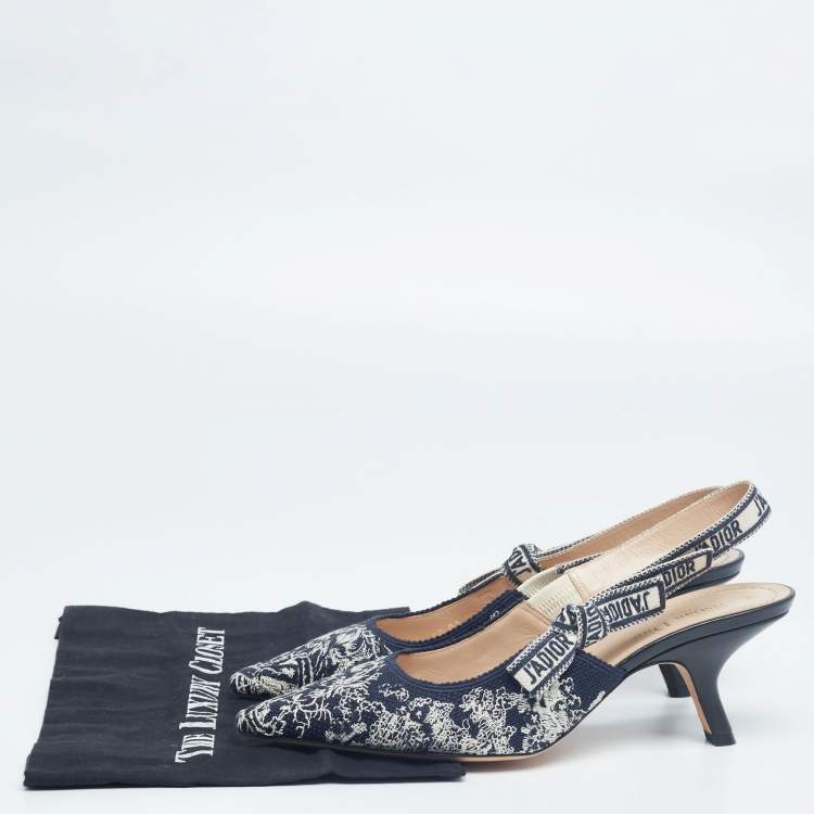 Pre Owned Dior Blue/White Canvas  J'adior Slingback Pumps Size 40  