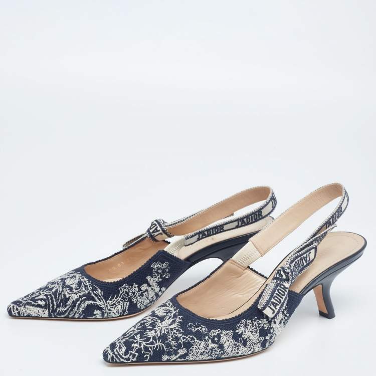 Pre Owned Dior Blue/White Canvas  J'adior Slingback Pumps Size 40  
