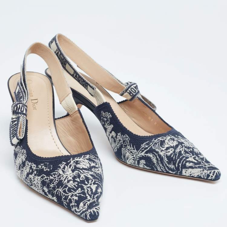 Pre Owned Dior Blue/White Canvas  J'adior Slingback Pumps Size 40  